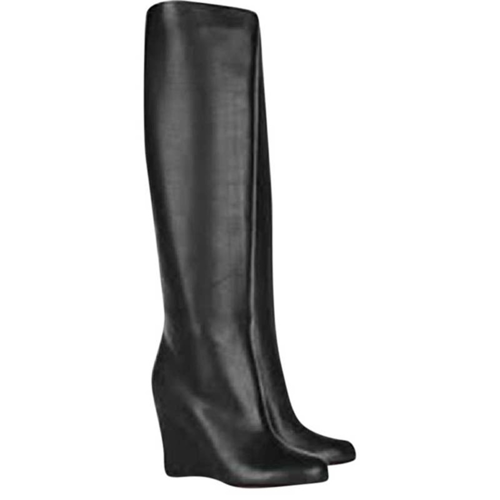 Christian Louboutin Zepita Wedge Black Leather Boots